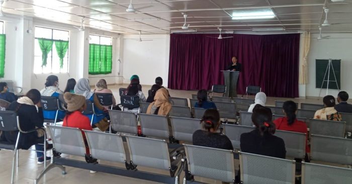 FLHWs -ASHAs and AWWs attending the sensitization programme on COVID-19 vaccine at District Hospital Conference Hall, Kiphire. (Photo Courtesy: CMO office Kiphire)